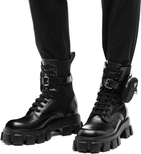 whote prada boots|Prada ankle pouch combat boots.